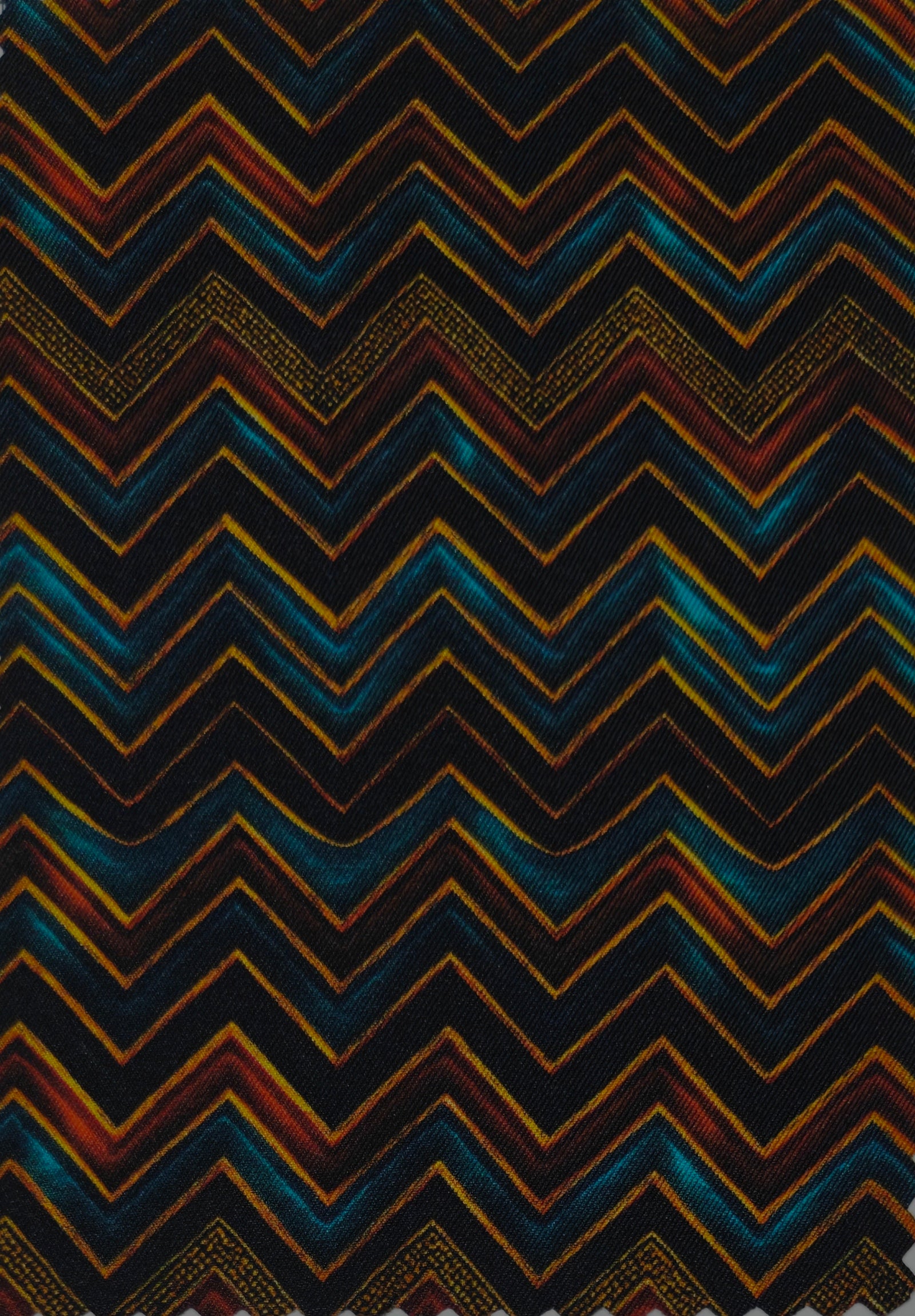 Shirt Fabric Raymond Regio Italia 100% Silk Digital Printed metallic chevron pattern ColourTeal / Metallic Cyan, Bronze